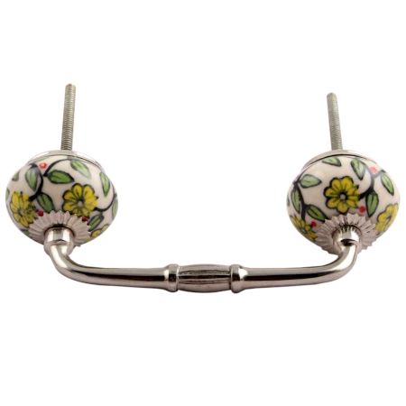 Green Leaf Floral Ceramic Bridge Handle